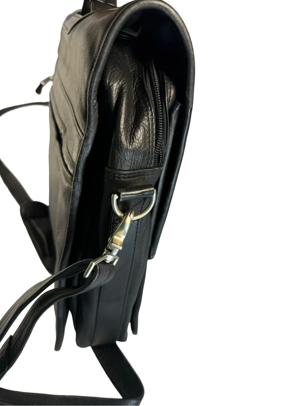 ILI Black Leather Briefcase Messenger Bag - Men